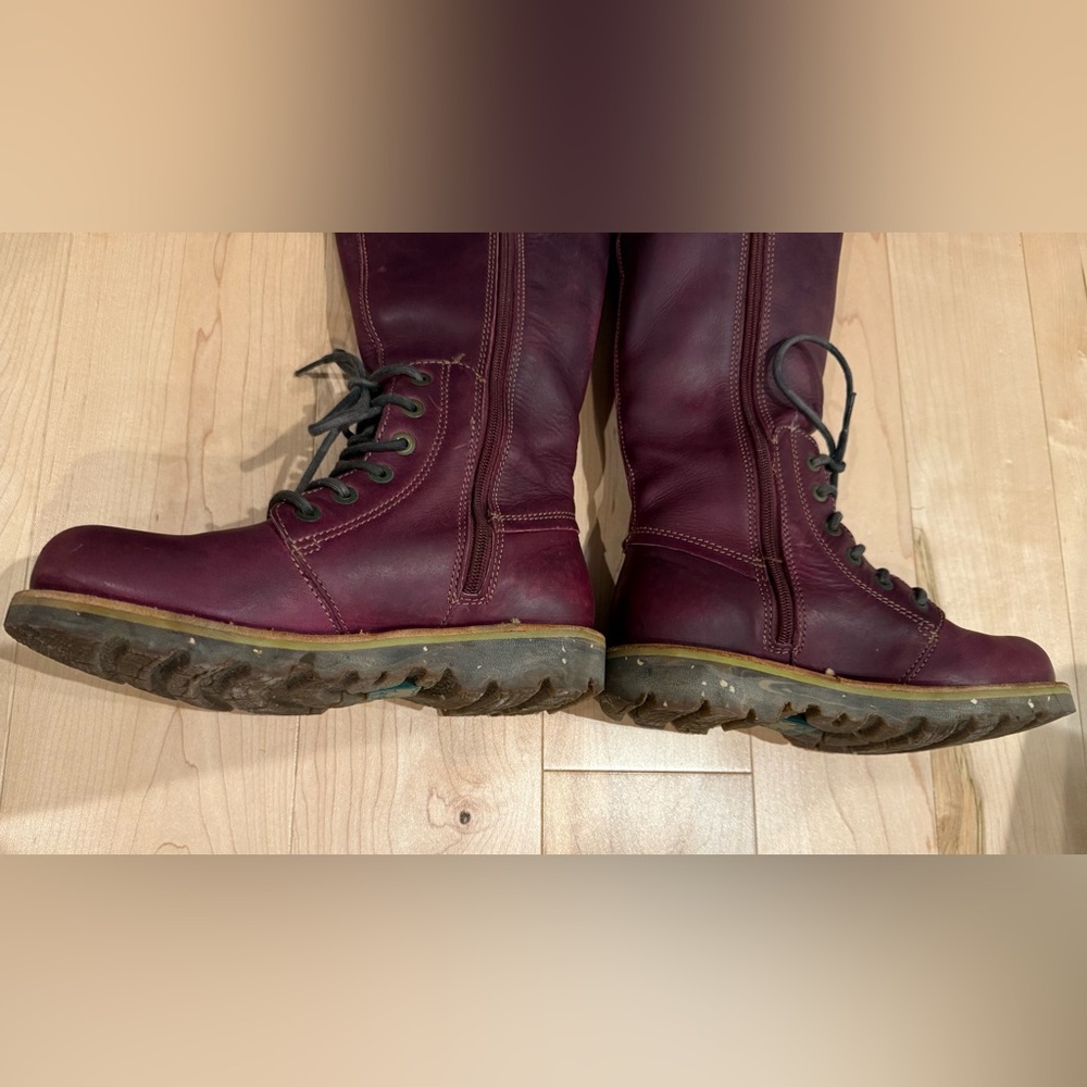 El Naturalista Burgundy Lace Up Boots - Picture 3 of 5